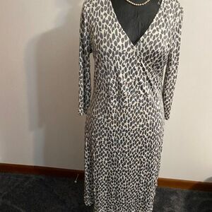 Pure Collection Gray, Beige V-neck Silk dress, size 14/16